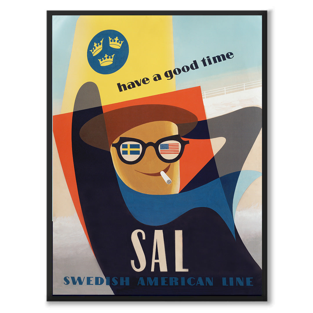 Poster Svenska Amerika Linjen Linien Göteborg New York have a good time Swedish American Line