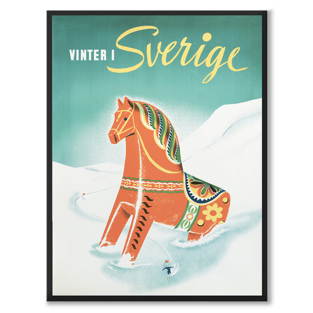 Poster vinter i sverige skidåkning vintersport reklamaffisch