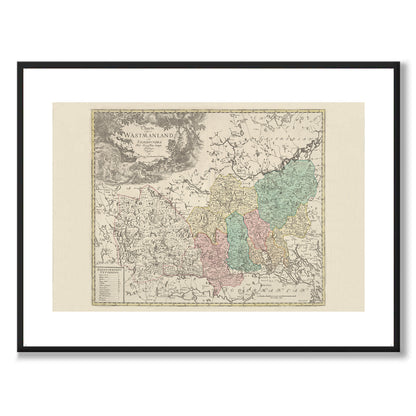 Poster historisk karta över Västmanland