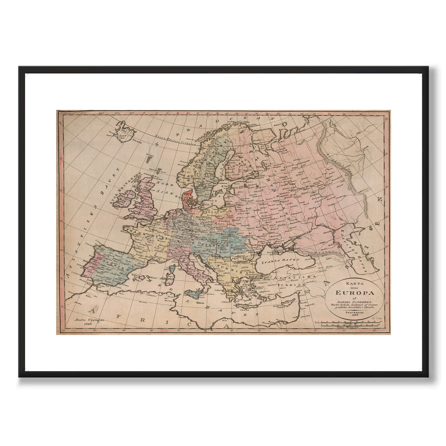 Poster historisk karta Europa 1826