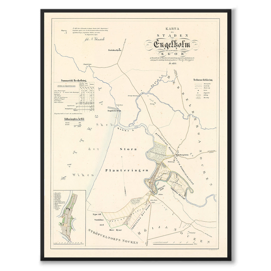 Poster historisk karta över Ängelholm