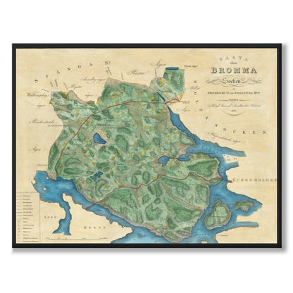 Poster historisk karta över Bromma 1829