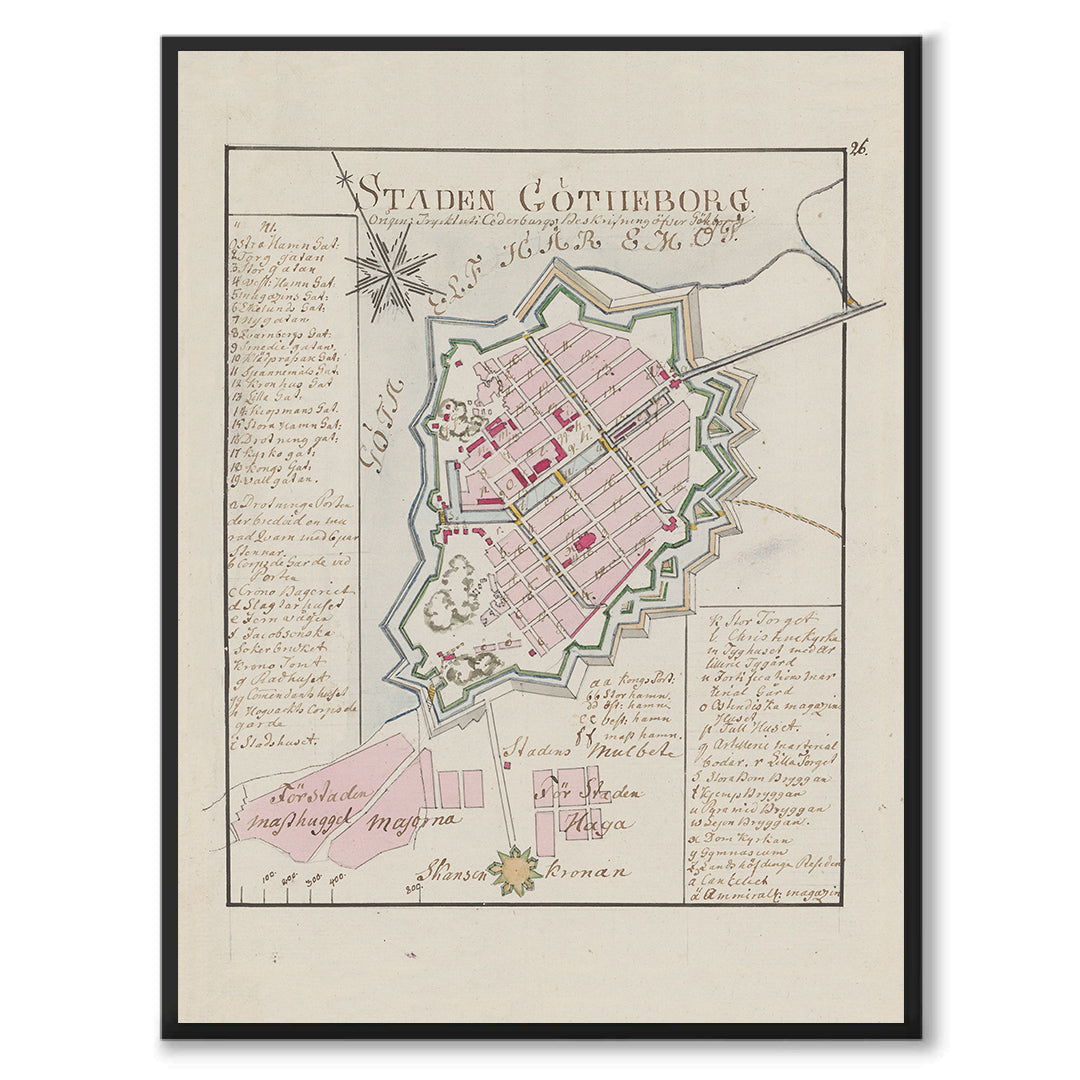 Poster historisk karta göteborg 1700-tal