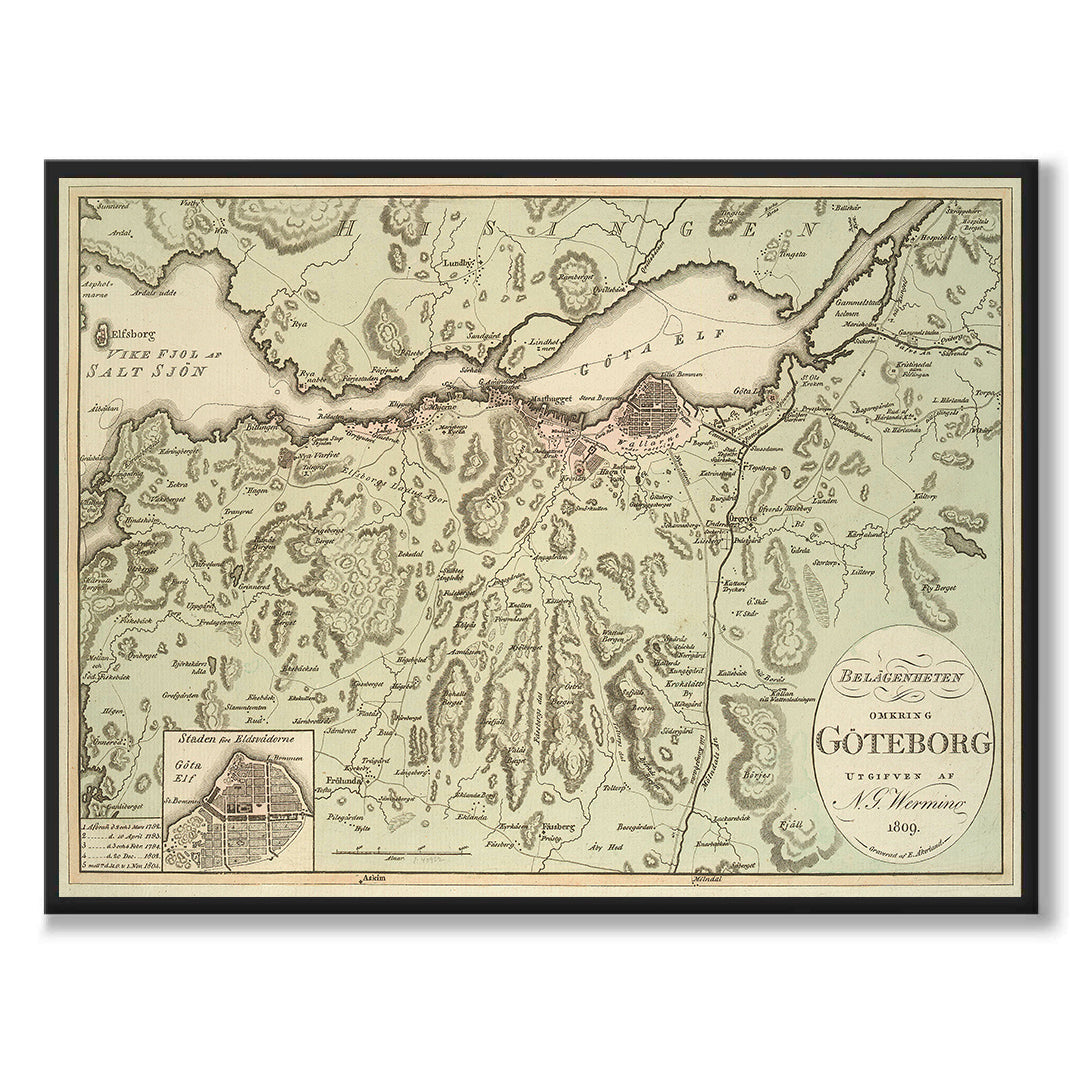 Poster historisk karta göteborg 1809