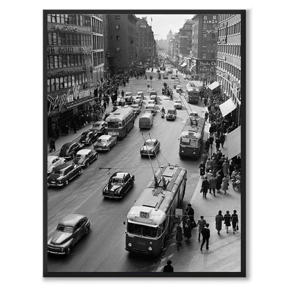 Poster fotografi stadsliv kungsgatan 1960 stockholm