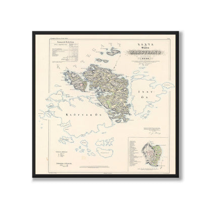 Poster med reproduktion av historisk karta över Marstrand från Ljunggrens klassiska atlas. 