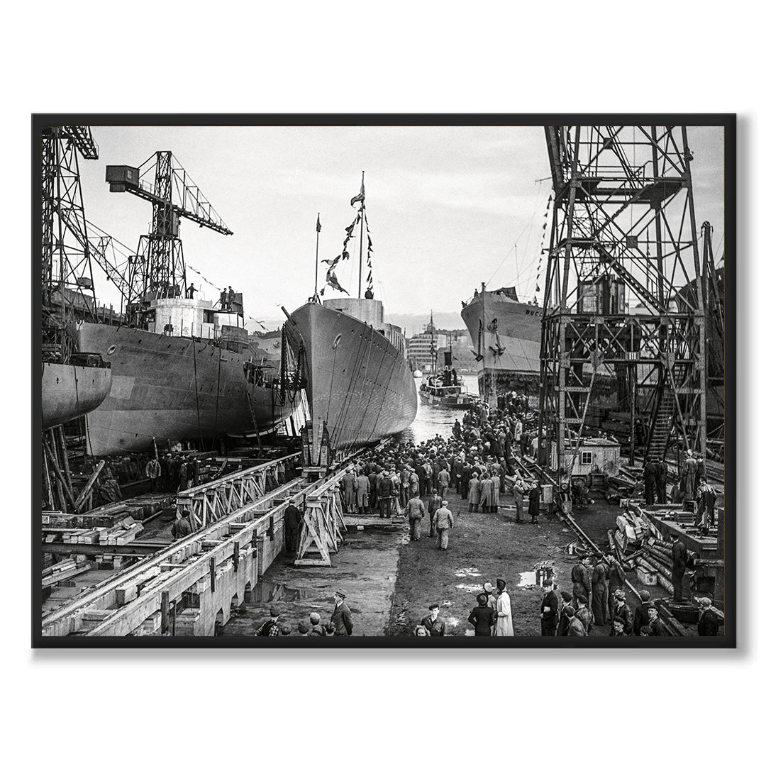 Poster fotografi sjösättning jagare fartyg göteborg