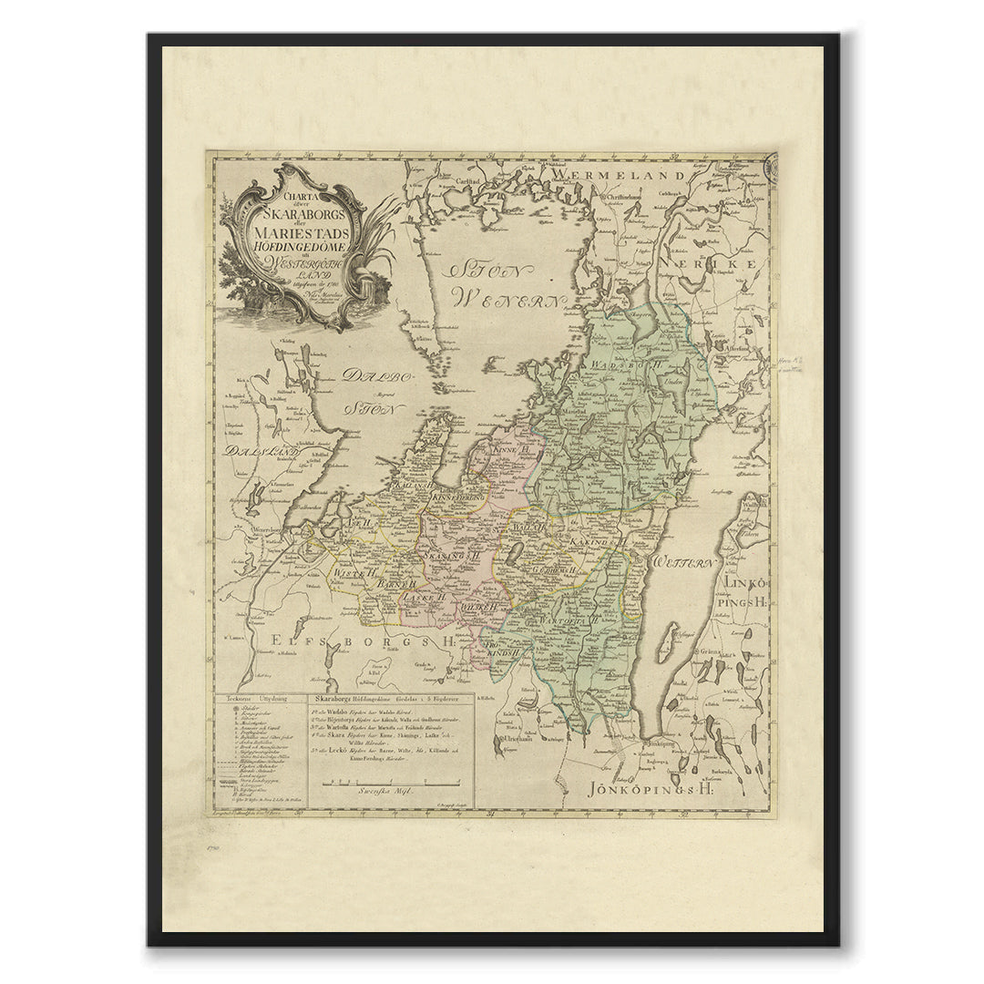 Poster historisk karta över Skaraborg västergötland