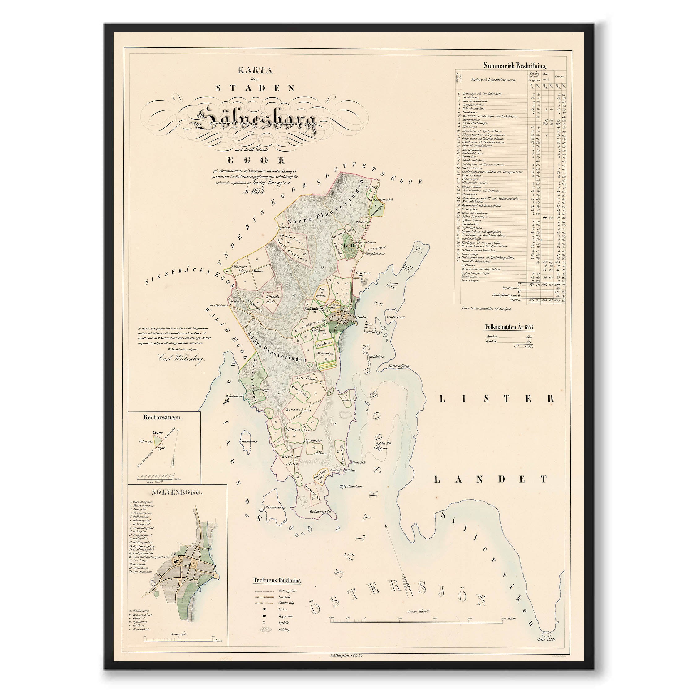 Karta över Sölvesborg 1854 – Arkivet