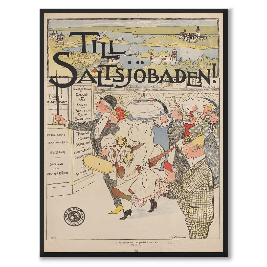 Poster retro affisch saltsjöbaden saltsjöbanan