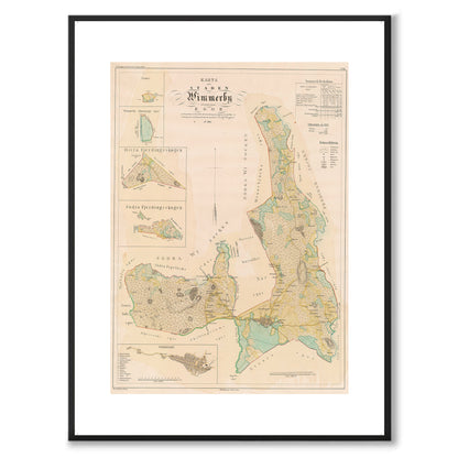 Poster med reproduktion av historisk karta över Vimmerby från Ljunggrens klassiska atlas.